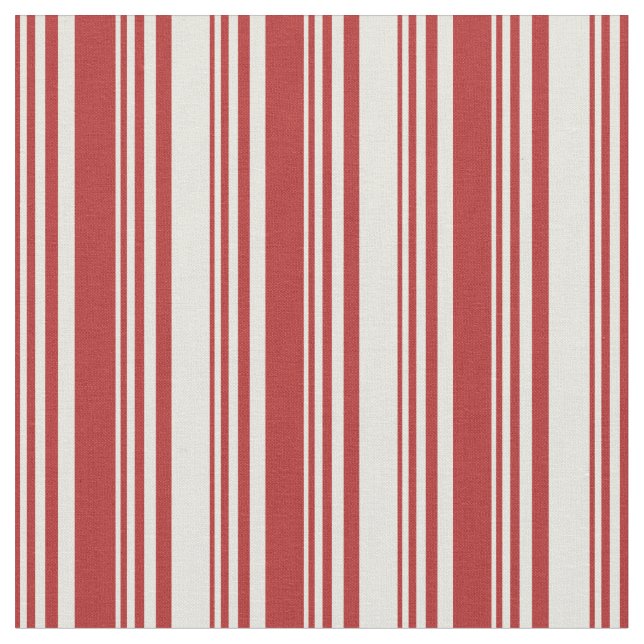 Red and Beige Coloured Striped Pattern Fabric (Close Up)
