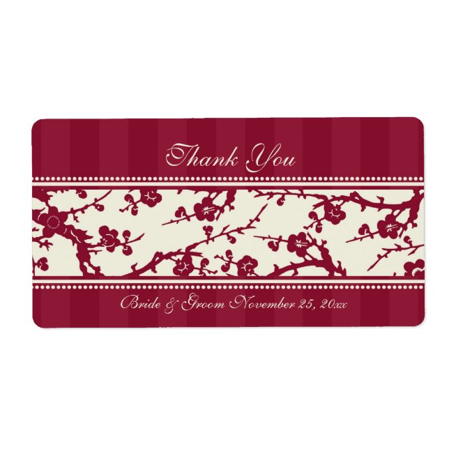 Red and Beige Floral Wedding Labels (Front)