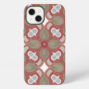 Red and Beige Flower Pattern iPhone 13 Case