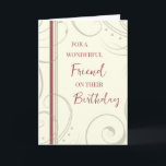 Red and Beige Friend Birthday Card<br><div class="desc">Birthday card for friend with modern and simple red and beige design and thoughtful verse.</div>