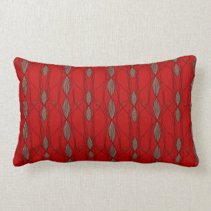 Red and Beige Funky Pattern Lumbar Cushion