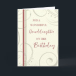 Red and Beige Granddaughter Birthday Card<br><div class="desc">Birthday card for granddaughter with modern and simple red and beige design and thoughtful verse.</div>