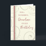 Red and Beige Grandma Birthday Card<br><div class="desc">Birthday card for cousin with grandma and simple red and beige design and thoughtful verse.</div>