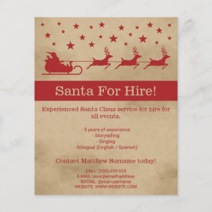 Red And Beige Santa Sleigh - Santa For Hire Flyer