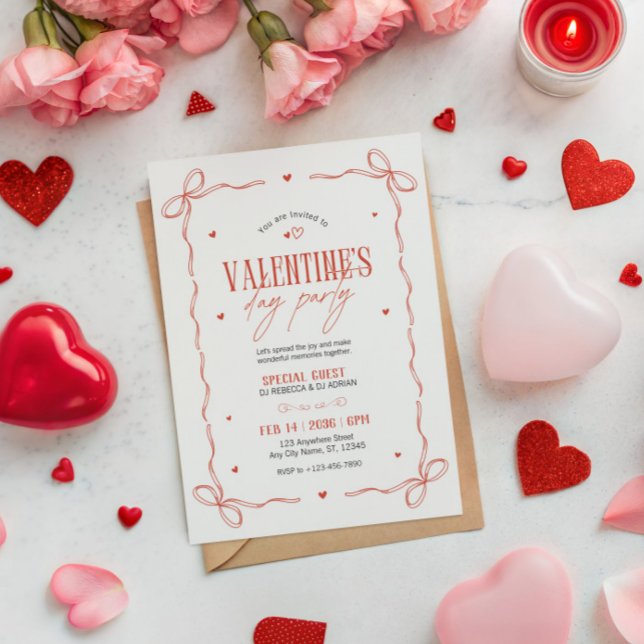 Red And Beige Valentine's Day Party Invitation (Creator Uploaded)