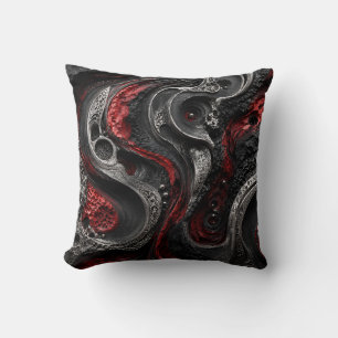 Red and Black Abstract Geode Cushion - Modern Dark