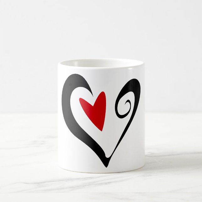Red and Black Abstract Heart Modern Romantic Coffee Mug (Creator Uploaded)