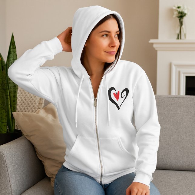 Red and Black Abstract Heart Modern Romantic Hoodie (Creator Uploaded)