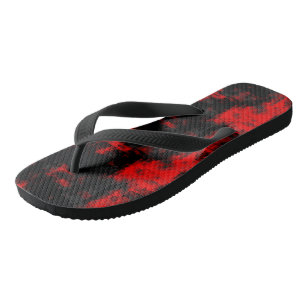 red and black abstract jandals