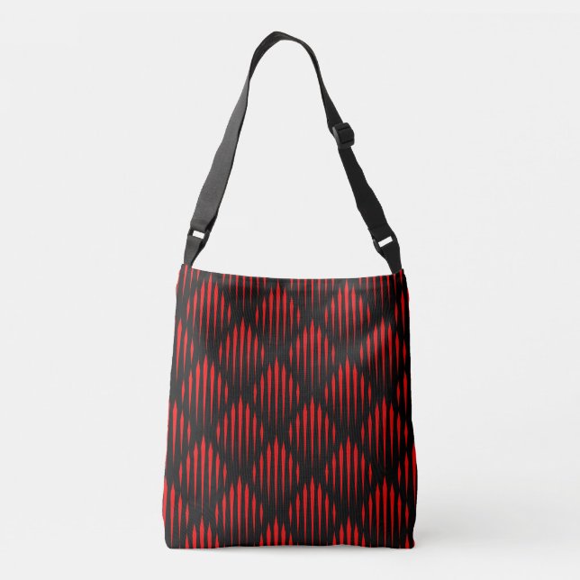 Red and Black abstract line pattern  Crossbody Bag (Back)