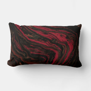 Red and black abstract painting lumbar cushion