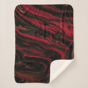 Red and black abstract painting sherpa blanket