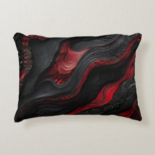 Red and Black Abstract Volcanic Lava Texture Art Decorative Cushion