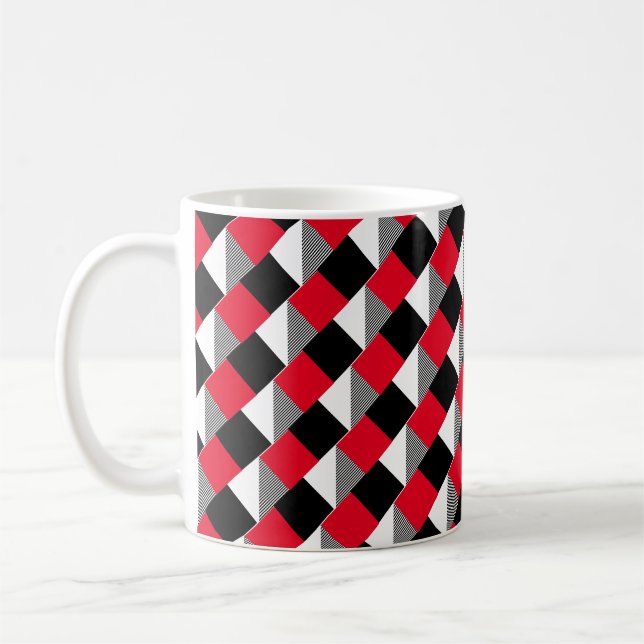 red and black aesthetic Modern chequerboard Coffee Mug (Left)