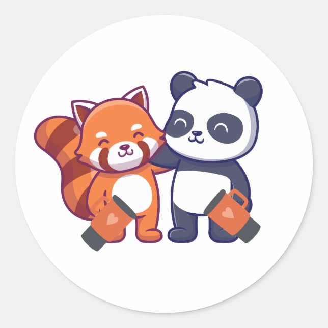 red and black and white panda sticker (Front)