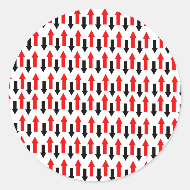 Red and black arrows pointing up down direction classic round sticker (Front)