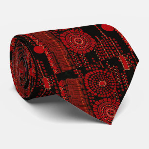Red and Black Art Moderne Design Tie