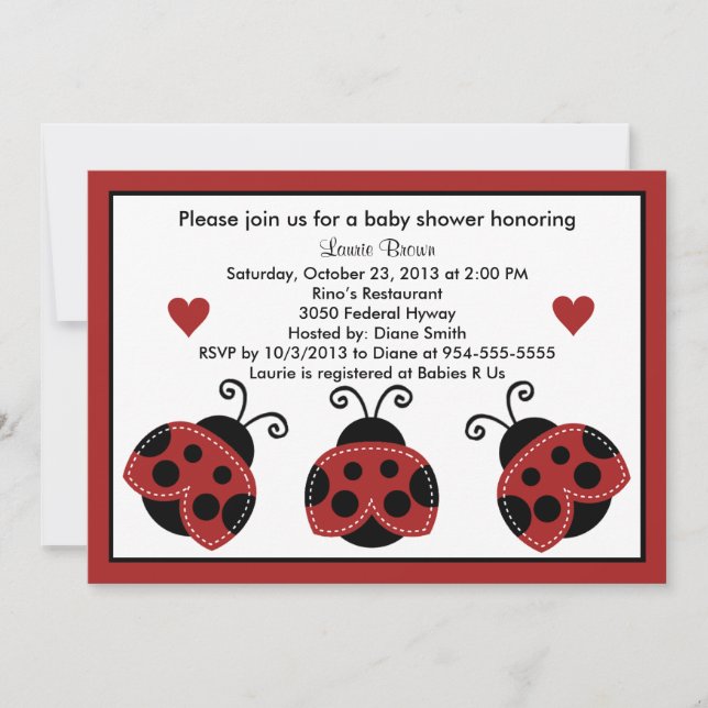 Red and Black Baby Shower Invitation So Cute (Front)
