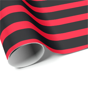 Red And Black Bold Stripe Wrapping Paper