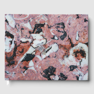 Red and Black Brecciated Marble Stone Texture with Guest Book