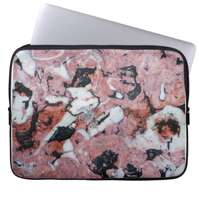 Red and Black Brecciated Marble Stone Texture with Laptop Sleeve (Front)
