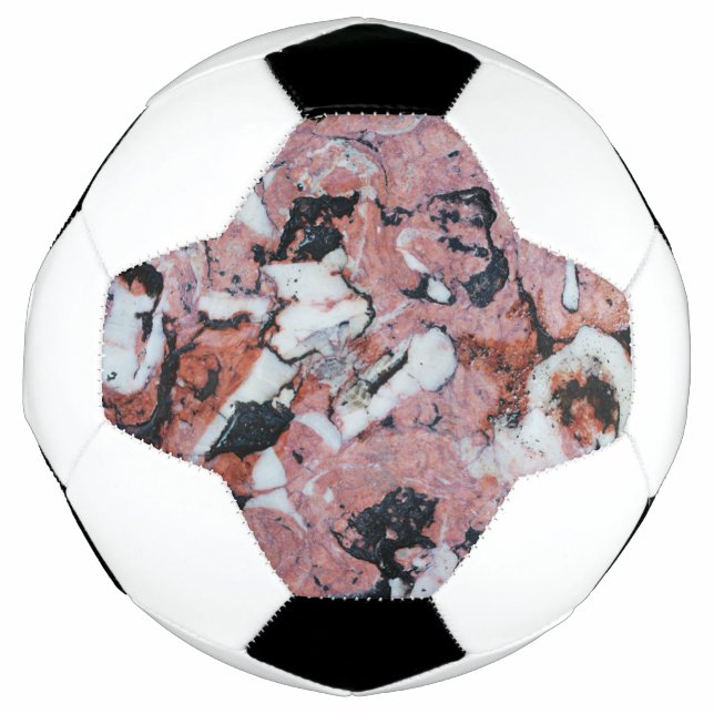 Red and Black Brecciated Marble Stone Texture with Soccer Ball (Front)
