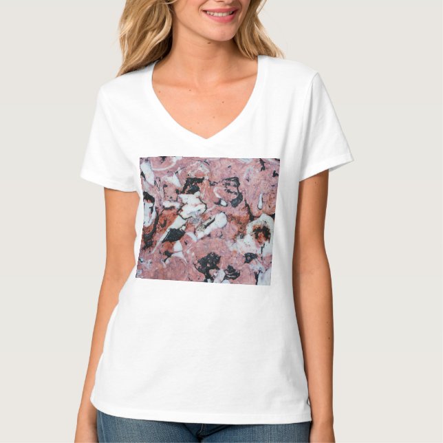 Red and Black Brecciated Marble Stone Texture with T-Shirt (Front)