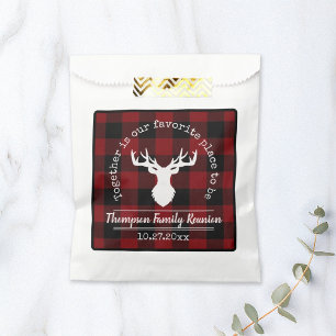 Red and Black Buffalo Check Family Party Favour Bags