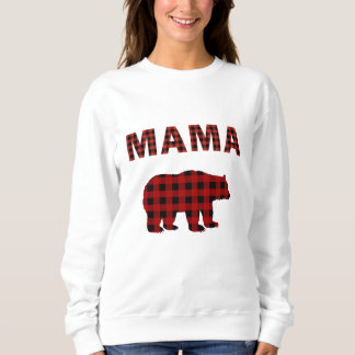 Red and Black Buffalo Plaid Bear Sweatshirt