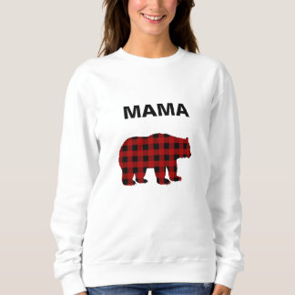 Red and Black Buffalo Plaid Bear Sweatshirt