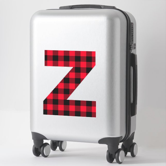 Red and Black Buffalo Plaid Bold Letter Z Monogram (Suitcase)
