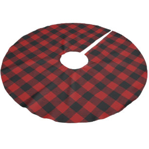 Red and Black Buffalo Plaid Brushed Polyester Tree Skirt