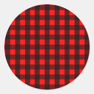 Red and Black Buffalo Plaid Classic Round Sticker