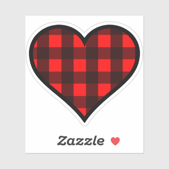 Red and Black Buffalo Plaid Heart (Sheet)