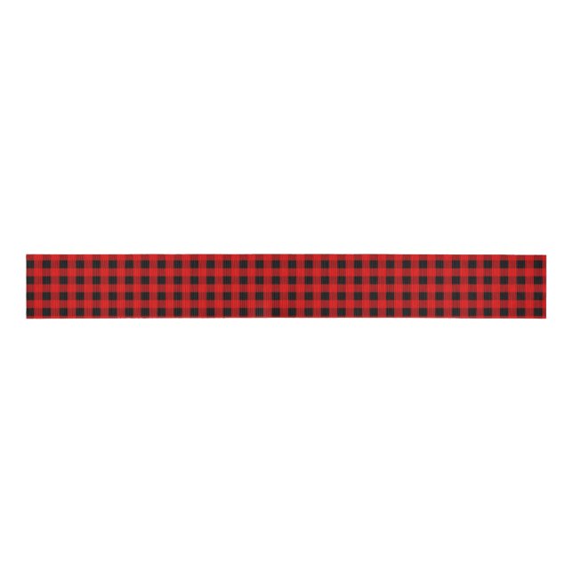 Red and Black Buffalo Plaid Holiday gingham      Grosgrain Ribbon (Front)