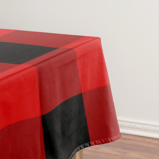 Red and Black Buffalo Plaid Holiday gingham       Tablecloth (In Situ)