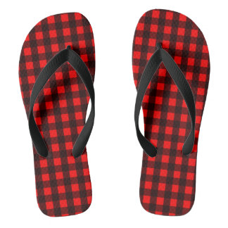 Red and Black Buffalo Plaid Jandals
