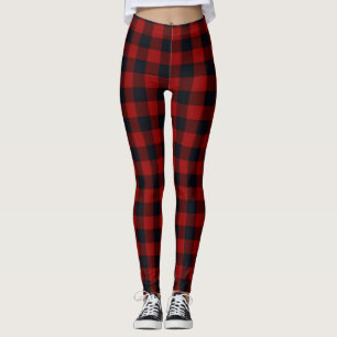 Red and Black Buffalo Plaid Leggings