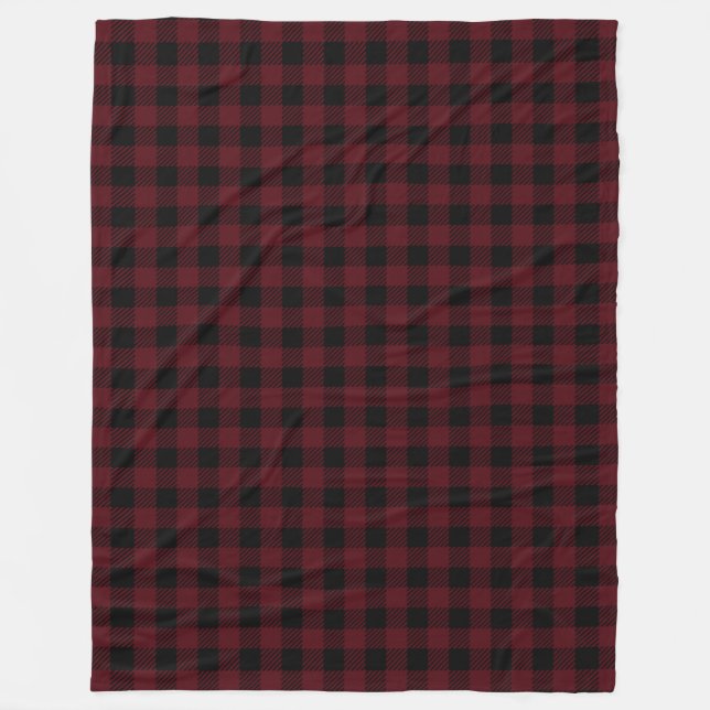 Red and black Buffalo Plaid pattern Fleece Blanket (Front)