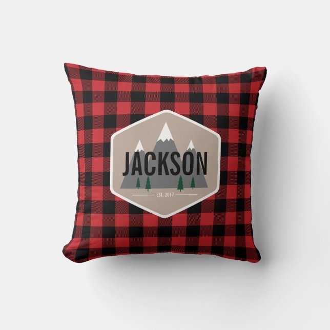 Red and Black Buffalo Plaid Pillow (Front)