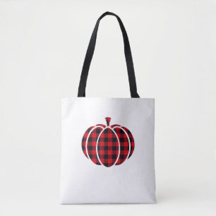 Red and Black Buffalo Plaid Pumpkin Thanksgiving C Tote Bag
