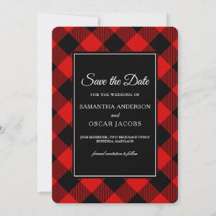 Red And Black Buffalo Plaid  Save The Date