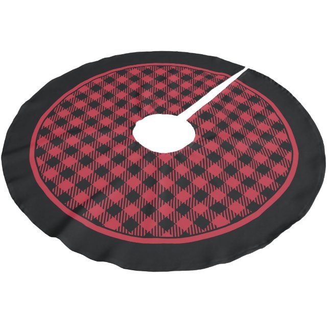 Red and Black Buffalo Plaid Tree Skirt (Angled)