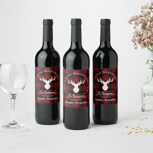 Red and Black Buffalo Plaid Wine Label