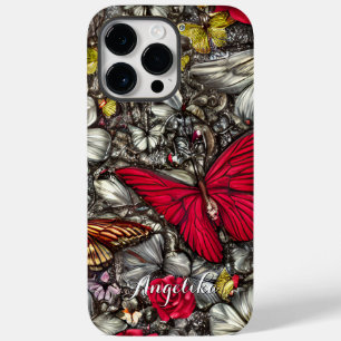 Red and Black Butterflies Personalised Name Case-Mate iPhone 14 Pro Max Case