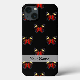 Red and black butterfly pattern iPhone 13 case