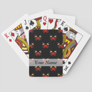 Red and black butterfly pattern playing cards