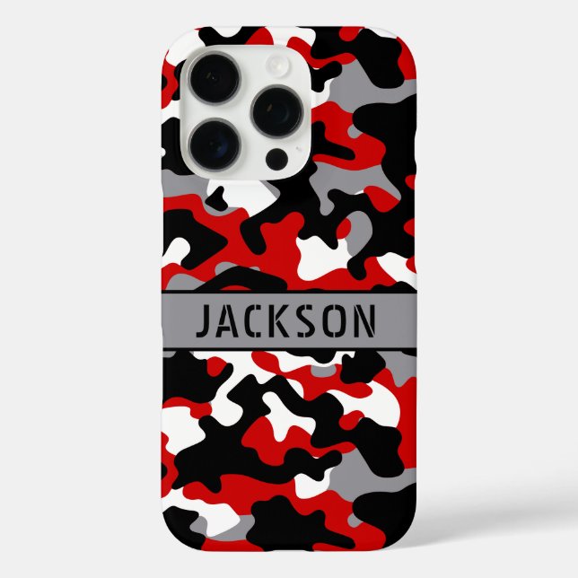 Red and Black Camouflage Personalised Case-Mate iPhone Case (Back)