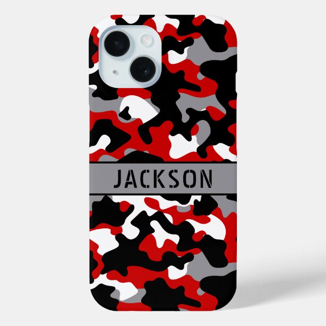 Red and Black Camouflage Personalised Case-Mate iPhone Case (Back)