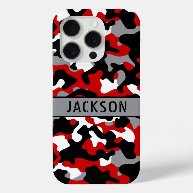 Red and Black Camouflage Personalised Case-Mate iPhone Case (Back)